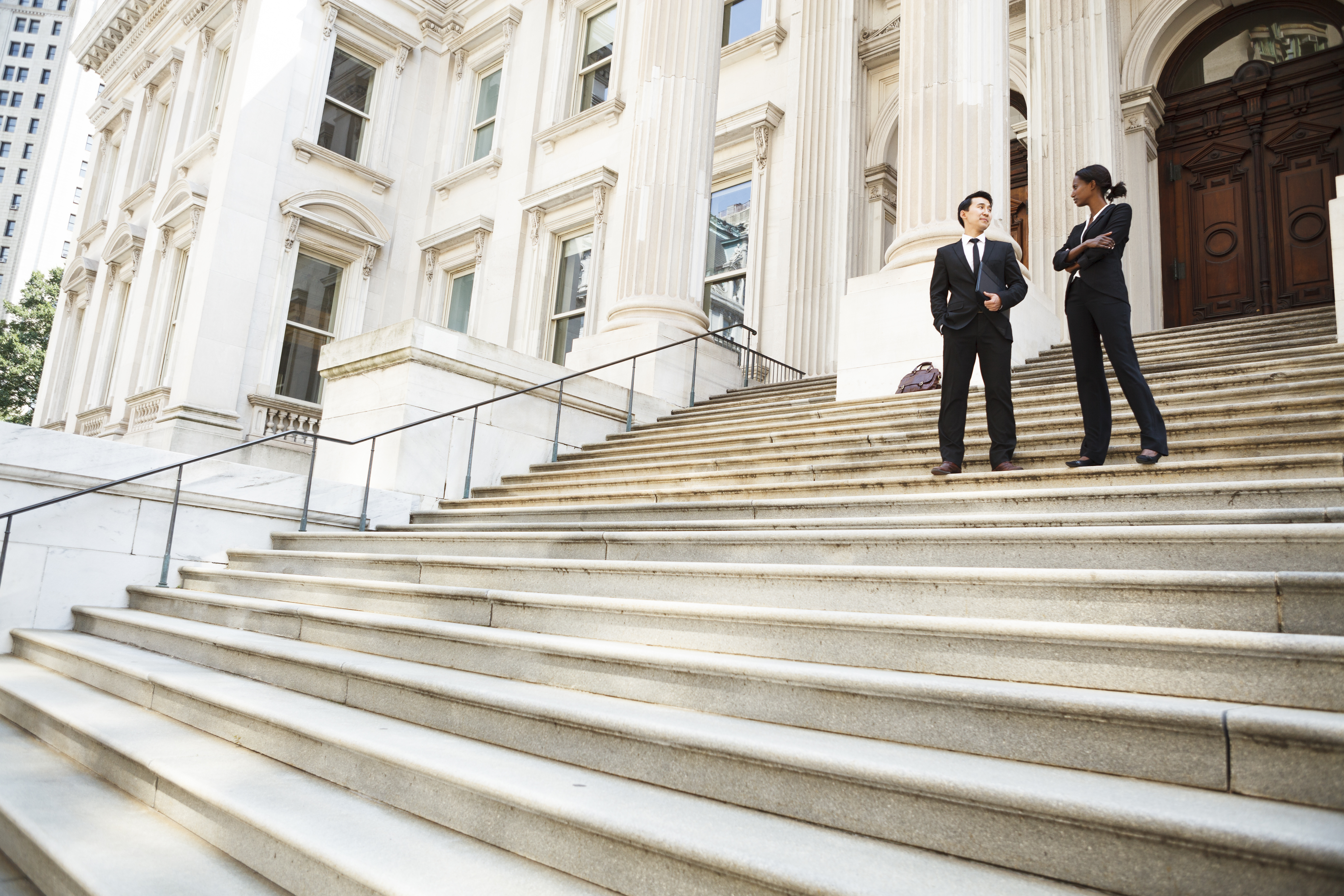 Attorneys on courthouse steps